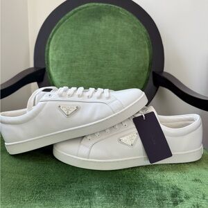 Prada White Leather Casual Sneakers